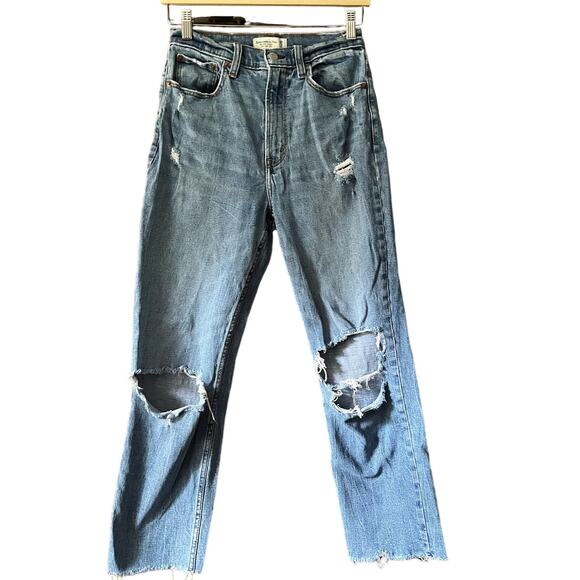Abercrombie & Fitch Curve Love The Ankle Straight Ultra High Rise Jeans 28/6R - Picture 2 of 9